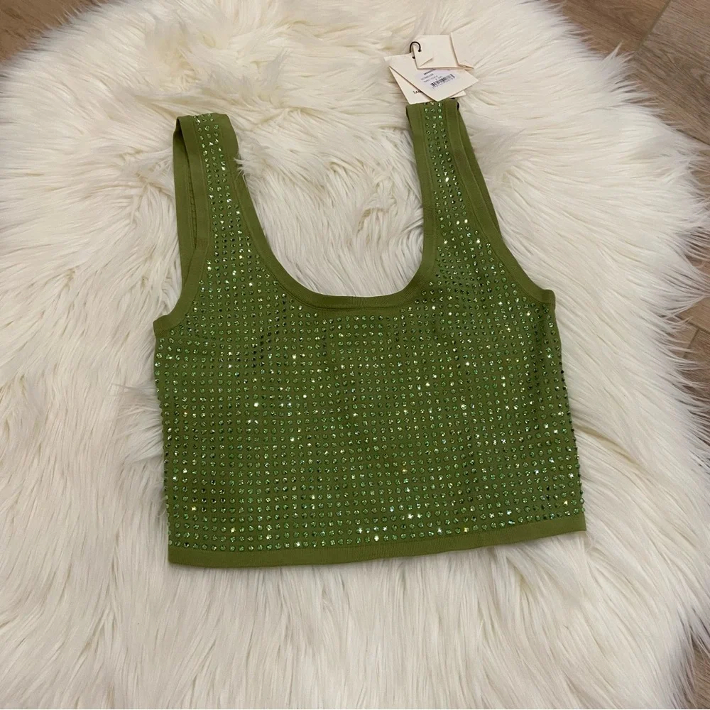NWT Sandro Manray Rhinestone Embellished Midi Skirt & Belier Embellished Tank - Picture 3 of 10